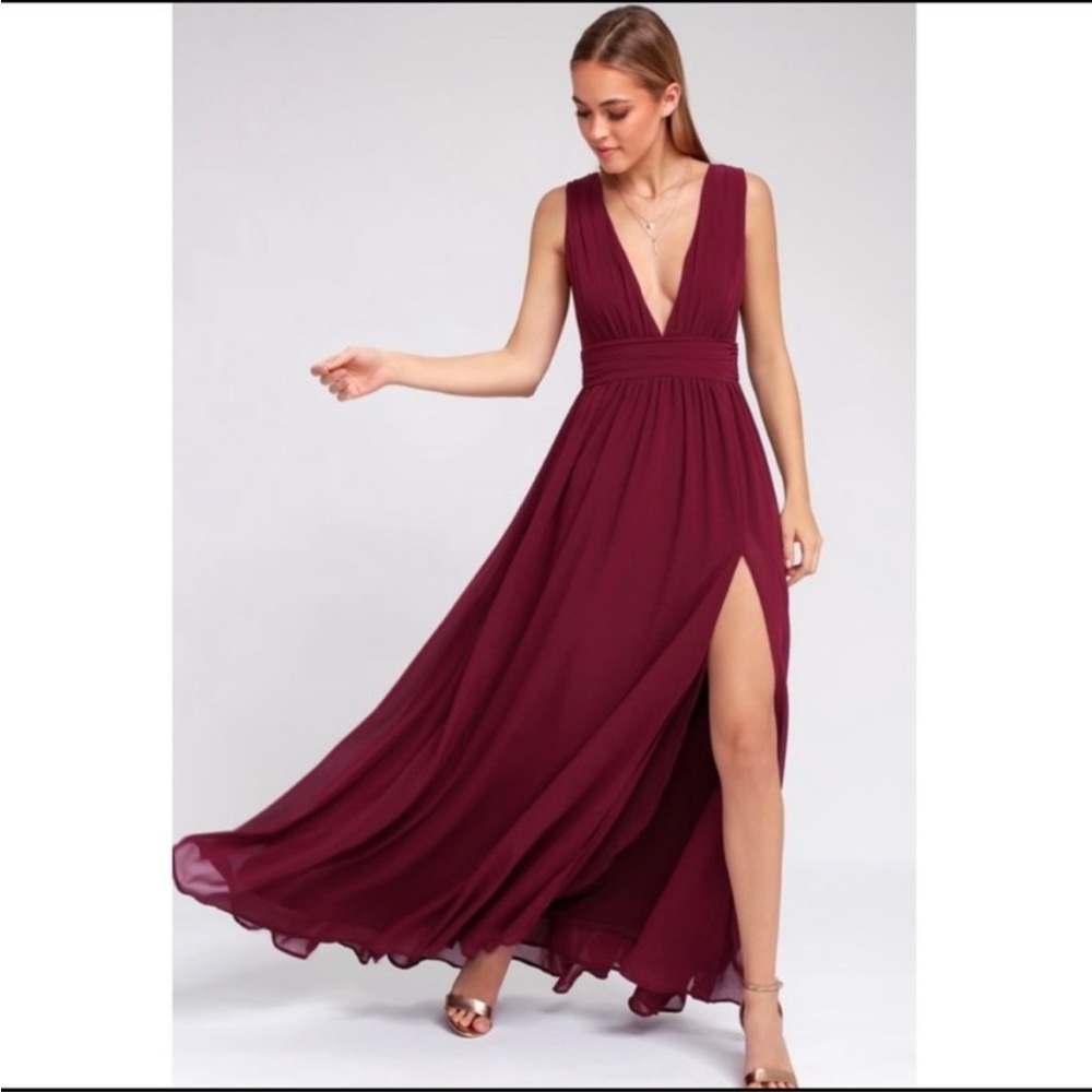 [Lulus] NWT Heavenly Hues Burgundy Maxi Dress-Small